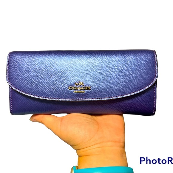 Coach Handbags - Coach Large Wallet Purple and Brown with Removable Change Pouch